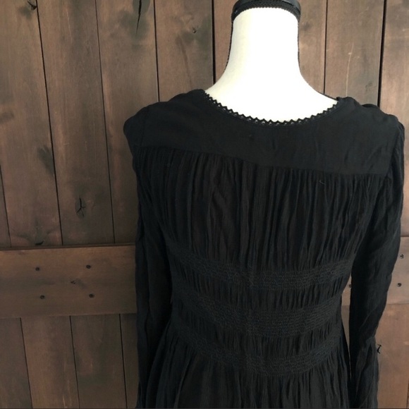 Free People Ruched Button Front Top Black - Picture 5 of 6